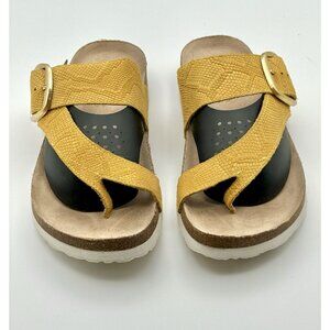 White Mountain Womens Harley Footbed Sandals Yellow Nubuck Leather Sz 9M - Used